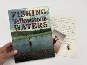 Fishing Yellowstone Waters - Charles Brooks - 1984 Signed w/ Hogan Provenance, Letter, Fly, and Photo